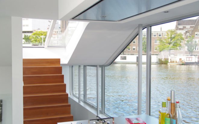 watervilla de omval, +31 architects, amsterdam, houseboat, floating house, green design