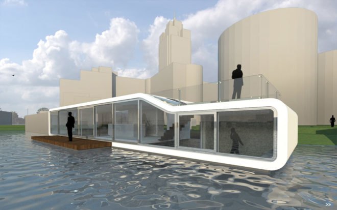 watervilla de omval, +31 architects, amsterdam, houseboat, floating house, green design