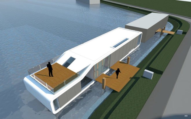 watervilla de omval, +31 architects, amsterdam, houseboat, floating house, green design
