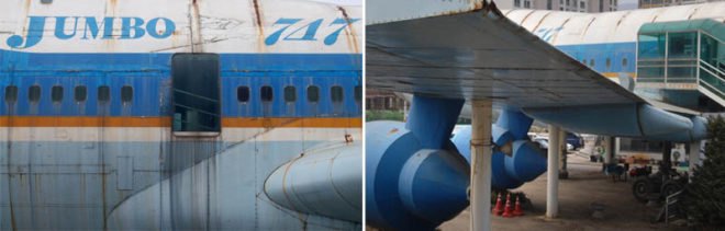 plane restaurant, airplane restaurant, reclaimed airplane, green architecture, eco architecture, green restaurant, sustainable architecture, eco design, green design, boeing, 747, korea