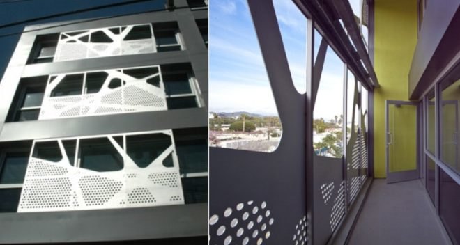 Tighe Architecture, WeHo green building, West Hollywood green building, green apartment, LA green building,solar facade, green courtyard, green low income housing,