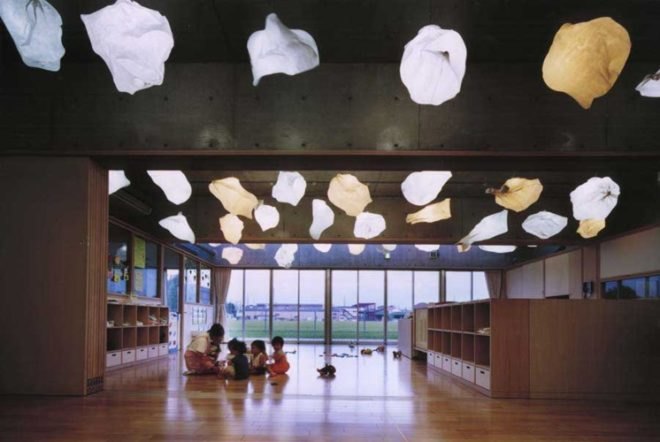 green school, Japanese green preschool, UZU architects, school daylighting