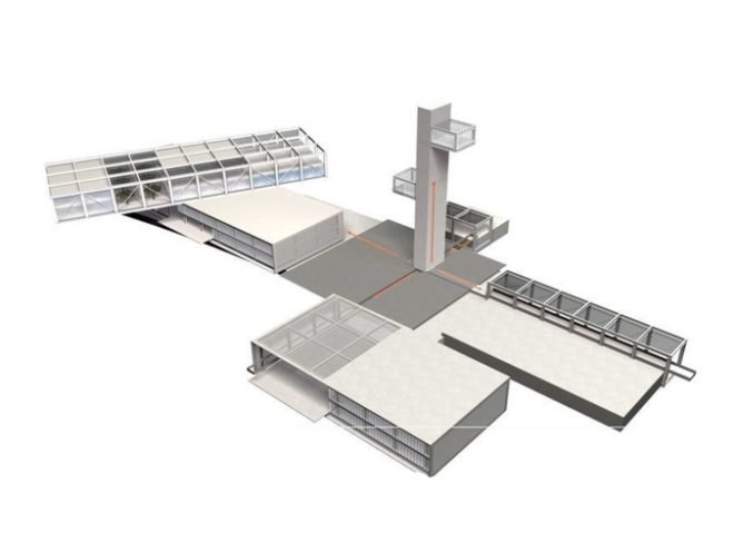 green roof, garden roof, Mexican green building, largest cantilevered building, KMD Architects, automated lighting,