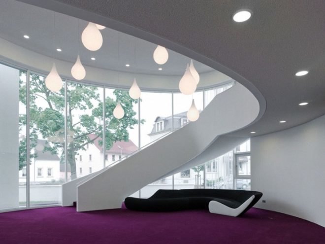 curved glass windows, passive solar, capillary mat ,lifecycle cost analysis,DGNB sustainable certificate program,Gerd Priebe Architect, German green building,