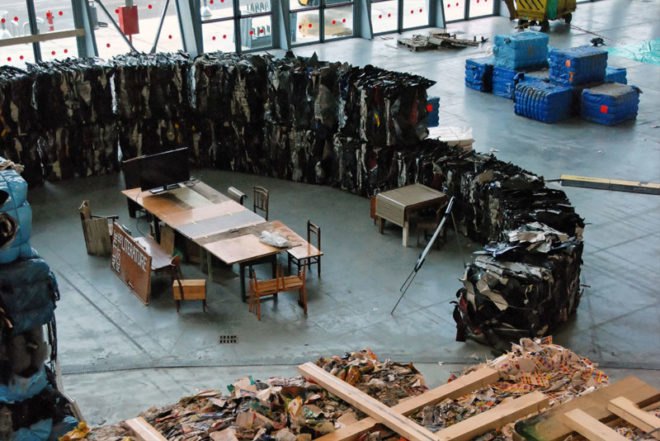raumlabor, artissima, recycled materials, reclaimed materials, green design, eco design, sustainable design, torino, italy, pavilion, house of contamination