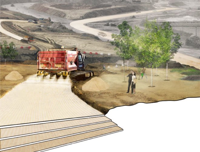 green asphalt, asphalt roads, sand bacteria roads, design boom iida awards, iida awards 2010, sand stone road iida 2010, sand stone road, Thomas Kosbau and Andrew Wetzler, kosbau wetzler iida