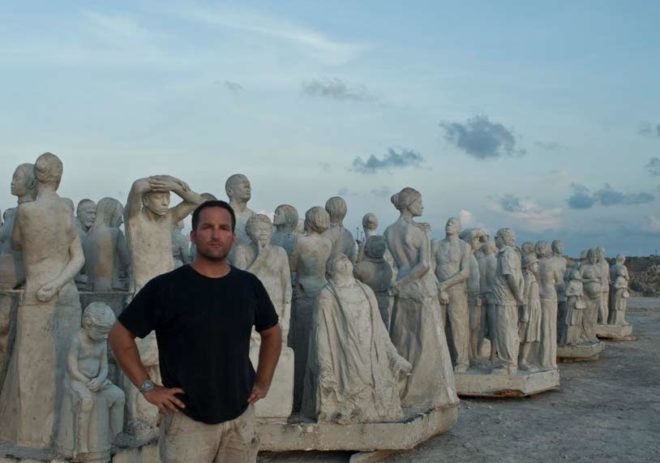 underwater sculpture, artificial reef, marine life, Mexico, Jason deCaires Taylor, green design, sustainable design, coral reef, art, eco art, green art, environmental art