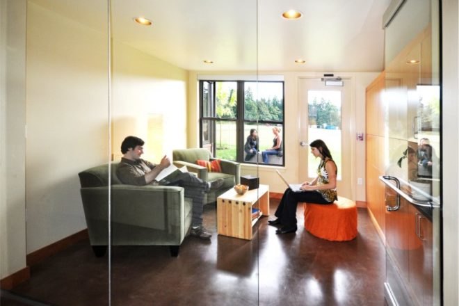 Bastyr University Student Village, CollinsWoerman, Student housing, butterfly roof, green design, sustainable architecture