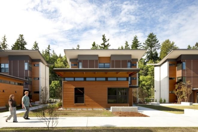 Bastyr University Student Village, CollinsWoerman, Student housing, butterfly roof, green design, sustainable architecture