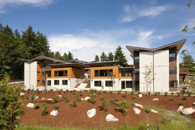 Bastyr University Student Village, CollinsWoerman, Student housing, butterfly roof, green design, sustainable architecture