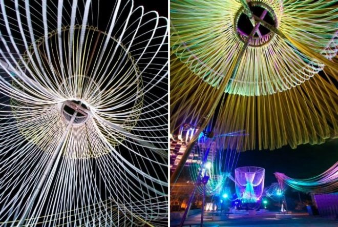 exhale pavilion, rachely rotem, phu hoang, art basel miami beach, art installation, glowing ropes