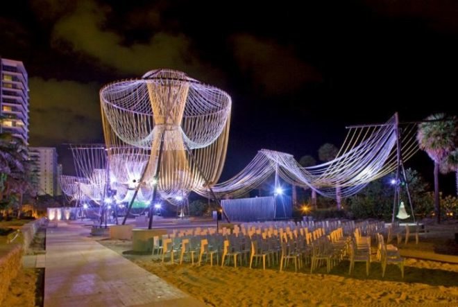 exhale pavilion, rachely rotem, phu hoang, art basel miami beach, art installation, glowing ropes