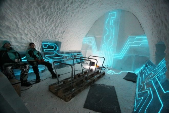 tron, icehotel, sweden, el wire, energy efficient lighting, legacy of the river, green lighting