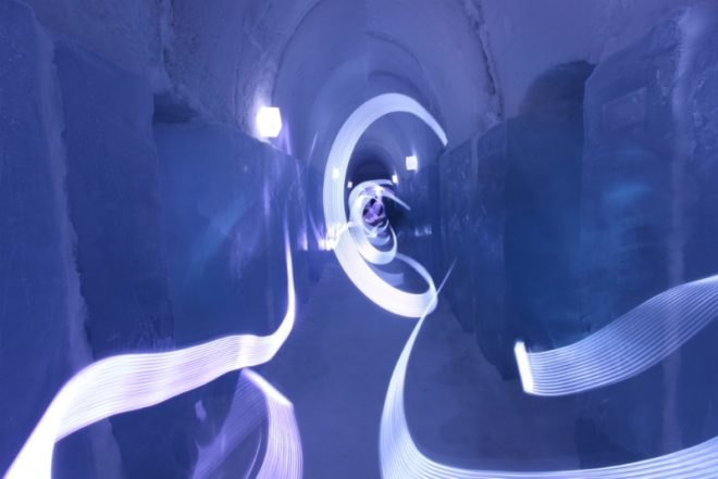 tron, icehotel, sweden, el wire, energy efficient lighting, legacy of the river, green lighting
