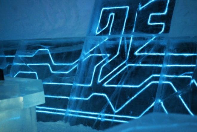 tron, icehotel, sweden, el wire, energy efficient lighting, legacy of the river, green lighting