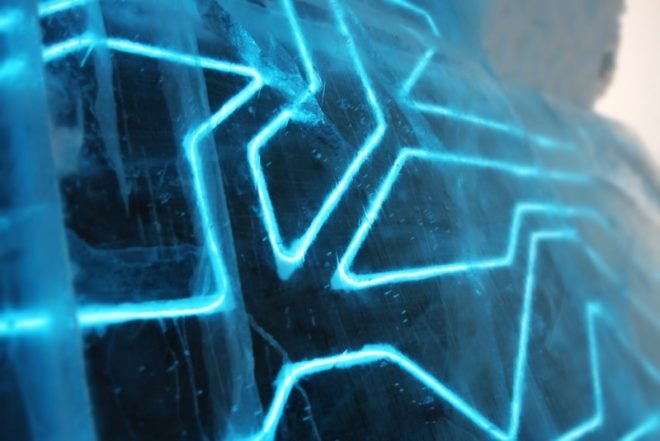 tron, icehotel, sweden, el wire, energy efficient lighting, legacy of the river, green lighting