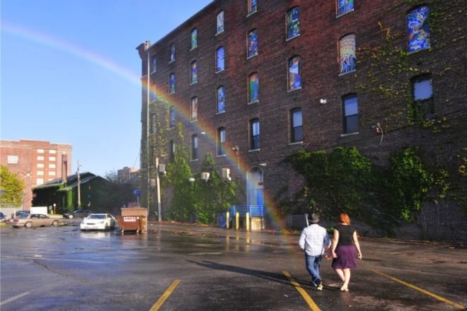 michael jones mckean, the rainbow project, artificial rainbow, rainwater, solar power, bemis center, eco art