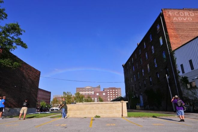 michael jones mckean, the rainbow project, artificial rainbow, rainwater, solar power, bemis center, eco art
