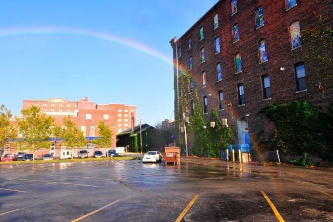 michael jones mckean, the rainbow project, artificial rainbow, rainwater, solar power, bemis center, eco art
