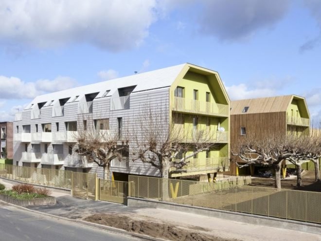 social housing project, bondy, paris, atelier du pont, green building, sustainable architecture
