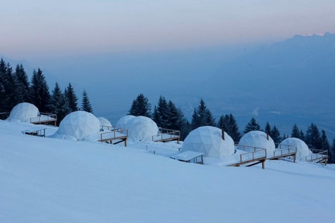 whitepod, swiss alps, eco resort, geodesic dome, green design, eco travel