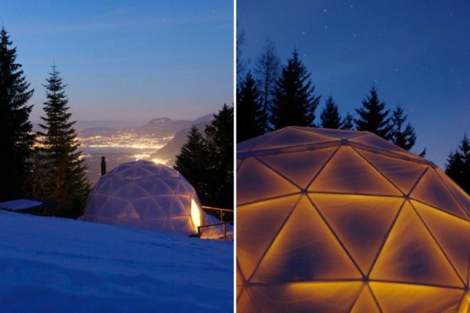 whitepod, swiss alps, eco resort, geodesic dome, green design, eco travel