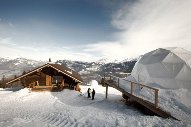whitepod, swiss alps, eco resort, geodesic dome, green design, eco travel