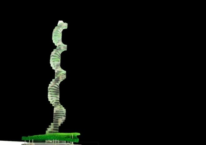 tiered apartment design, Nabito Architects, stairscraper tower, green apartment building, urban density, rooftop garden,