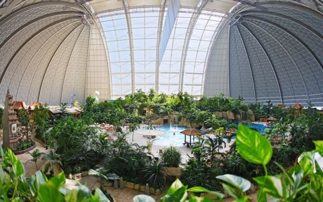 Tropical Island Resort, world largest building, worlds larget indoor pool, worlds largest water park, greman water park, massive retrofit, indoor tropical forest