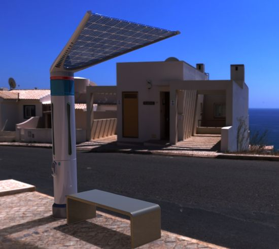 Mostafa Bonakdar, water catchment, solar water filter, solar light canopy, green design fusion, public water dispenser, Iranian green design,