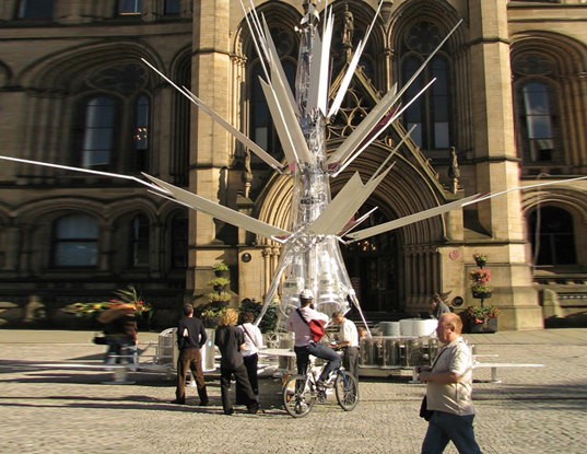 Chelsea Flower show, environmental technologies, floral sculpture, Laurie Chetwood, London Oasis, Solar power sculpture, wind power sculpture, green design, solar flower, eco design, chetwoods