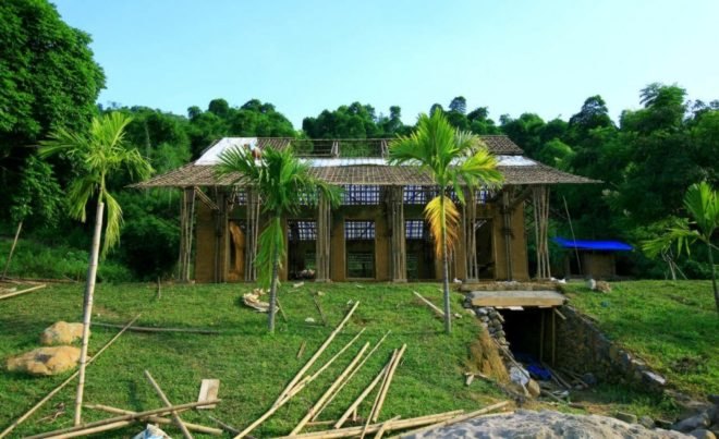 Suoi Re Village Community House in Vietnam, vietnam architecture, developing world architecture. bamboo architecture, earth wall architecture, rammed wall architecture, rammed wall construction, bamboo construction, Kiến Việt, green architecture, sustainable architecture, community building, local materials, building locally
