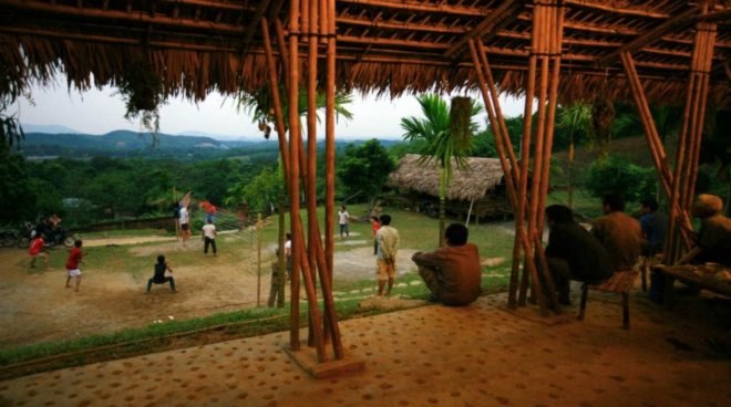 Suoi Re Village Community House in Vietnam, vietnam architecture, developing world architecture. bamboo architecture, earth wall architecture, rammed wall architecture, rammed wall construction, bamboo construction, Kiến Việt, green architecture, sustainable architecture, community building, local materials, building locally
