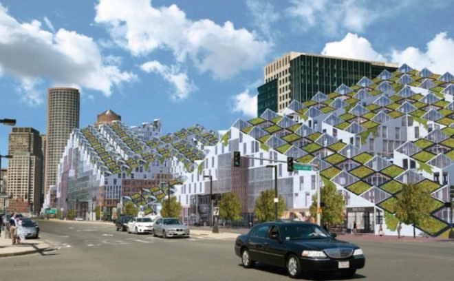 boston fusion, green roof, mixed use development, bayarch, green roofed apartment building, green building
