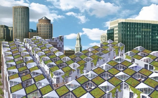 boston fusion, green roof, mixed use development, bayarch, green roofed apartment building, green building