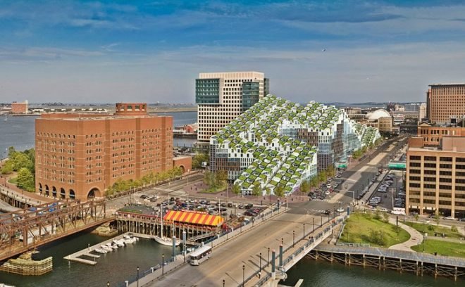 boston fusion, green roof, mixed use development, bayarch, green roofed apartment building, green building