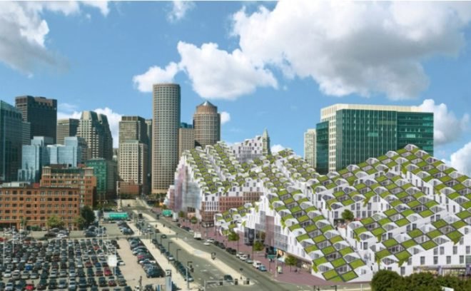 boston fusion, green roof, mixed use development, bayarch, green roofed apartment building, green building