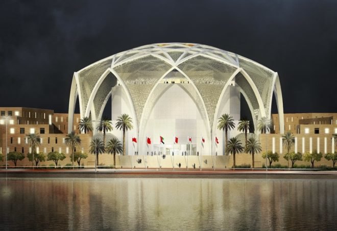 FNC Parliament, ehrlich architects, desert architecture, UAE, abu dhabi, solar passive design