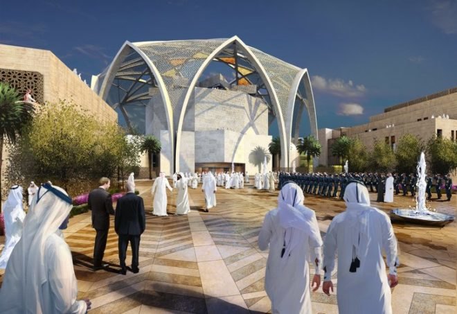 FNC Parliament, ehrlich architects, desert architecture, UAE, abu dhabi, solar passive design