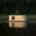 Russian festival, floating Finnish sauna, Festival of Landscape Objects, Sauna, tree on roof, floating house, floating houses, green sauna, Rintala Eggertsson Architects
