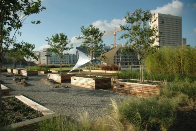 Greenbriar Rooftop Garden, Intexure, Houston Medical Center, rooftop garden, green roof, parking garage rooftop garden, green design