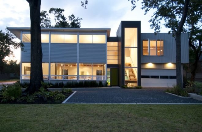 Live-Work Studio, Intexure, Houston, butterfly roof, eco home, eco office, green building