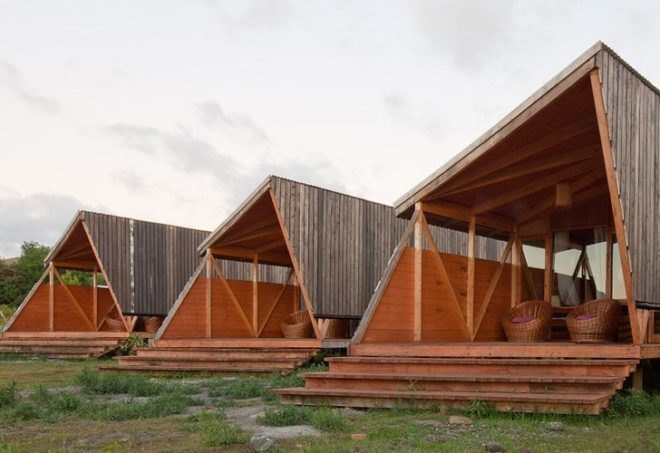 rain catchment, AATA Associate Architects, water catchment, chilean green design, Island green cabin, easter island cabin, green cabin design, prefab cabin, natural ventilation, solar batch heater, eco cabin, eco vacation, green tourist cabin,