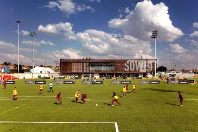 soweto, football training centre, south africa, rufproject, solar passive design, wooden louvers