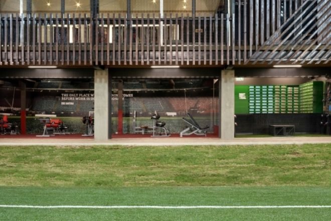 soweto, football training centre, south africa, rufproject, solar passive design, wooden louvers