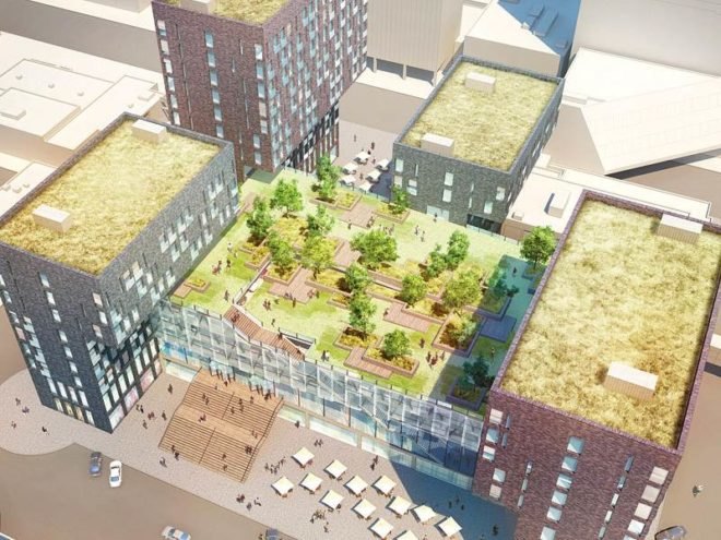 Plug-In Parking, popular architecture, fargo, green roof, parking garage, passive house standards