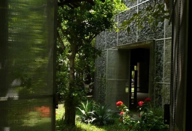 office daylighting, gabion cages, Viatnam green building, green office, green studio, reused material,low impact building, sustainable design, sustainable materials, a21 studio, green engineering materials, eco material design,