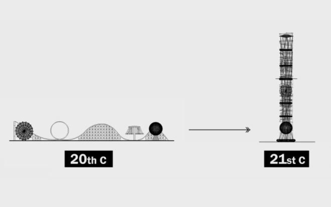 skyscraper theme park, vertical theme park, urban design, ju-hyun kim, green design, sustainable design