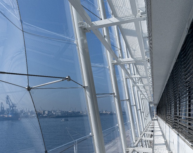 Behnisch Architects, chilled concrete floor, ETFE skin, german green building, hafencity, Unilever Headquarters