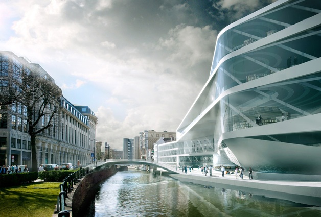 public hall, European green building design, UNStudio design, Urban Library of the Future, UNStudio, begium green desing, green library, daylight pubic building,Architectural Daylighting, public building program,
